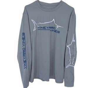 Vineyard Vines Performance Fishing Shirt Mens Med. Gray‎ Long Sleeve Lightweight